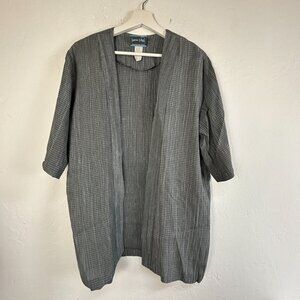 Moonlight USA Womens Gray Gingham Kimono Jacket Duster Coat Comfortable Wear
